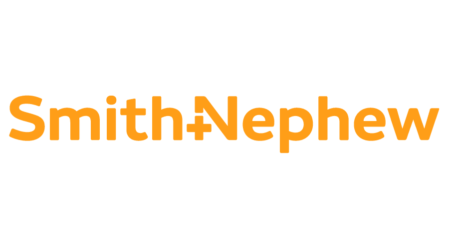 Orange logo of Smith+Nephew in a modern typeface.